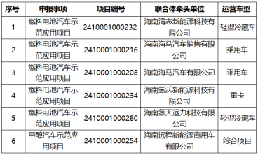 海南省氢车示范项目牵头单位正式公布